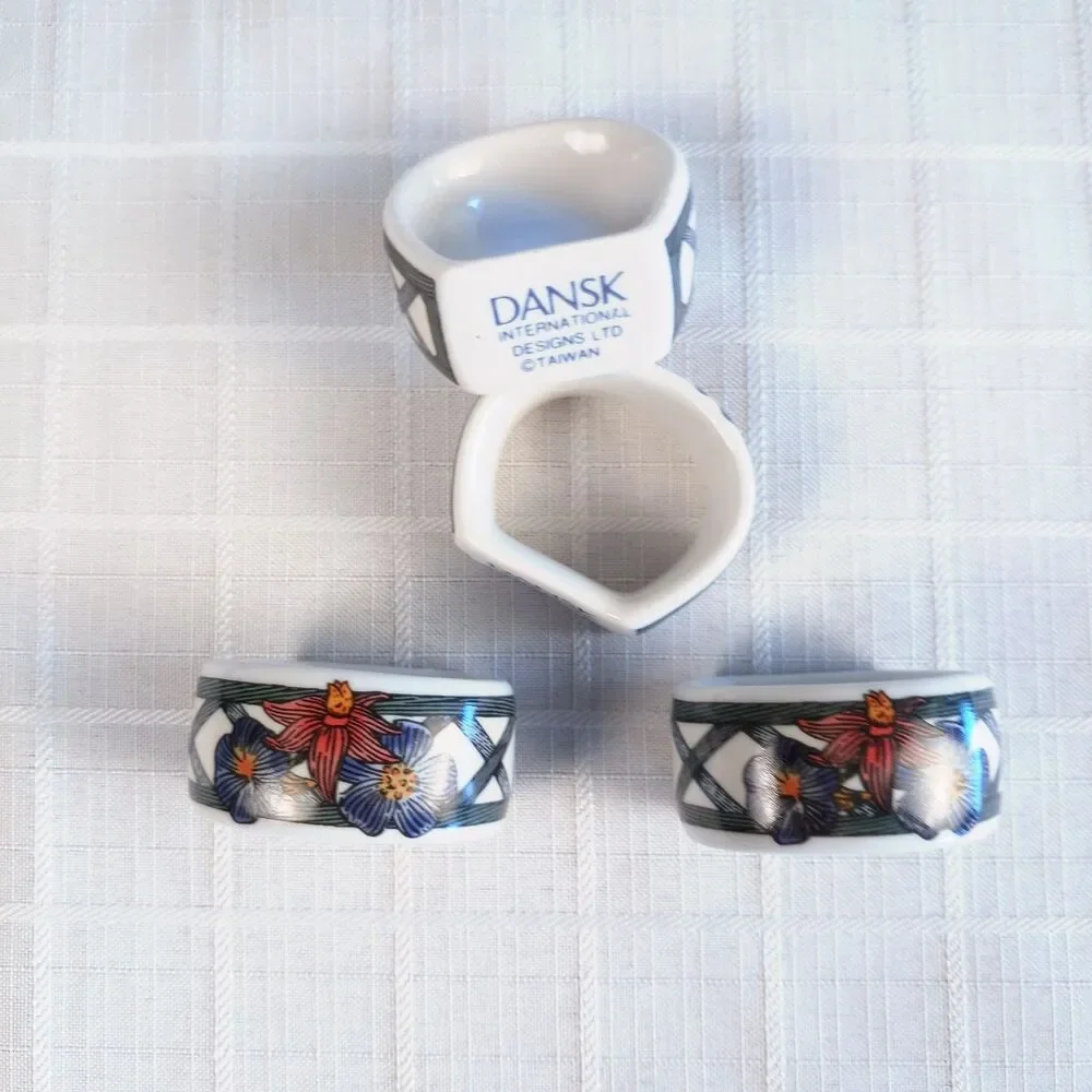 Dansk Nordic Garden Napkin Rings, Set of 4 in Original Box
